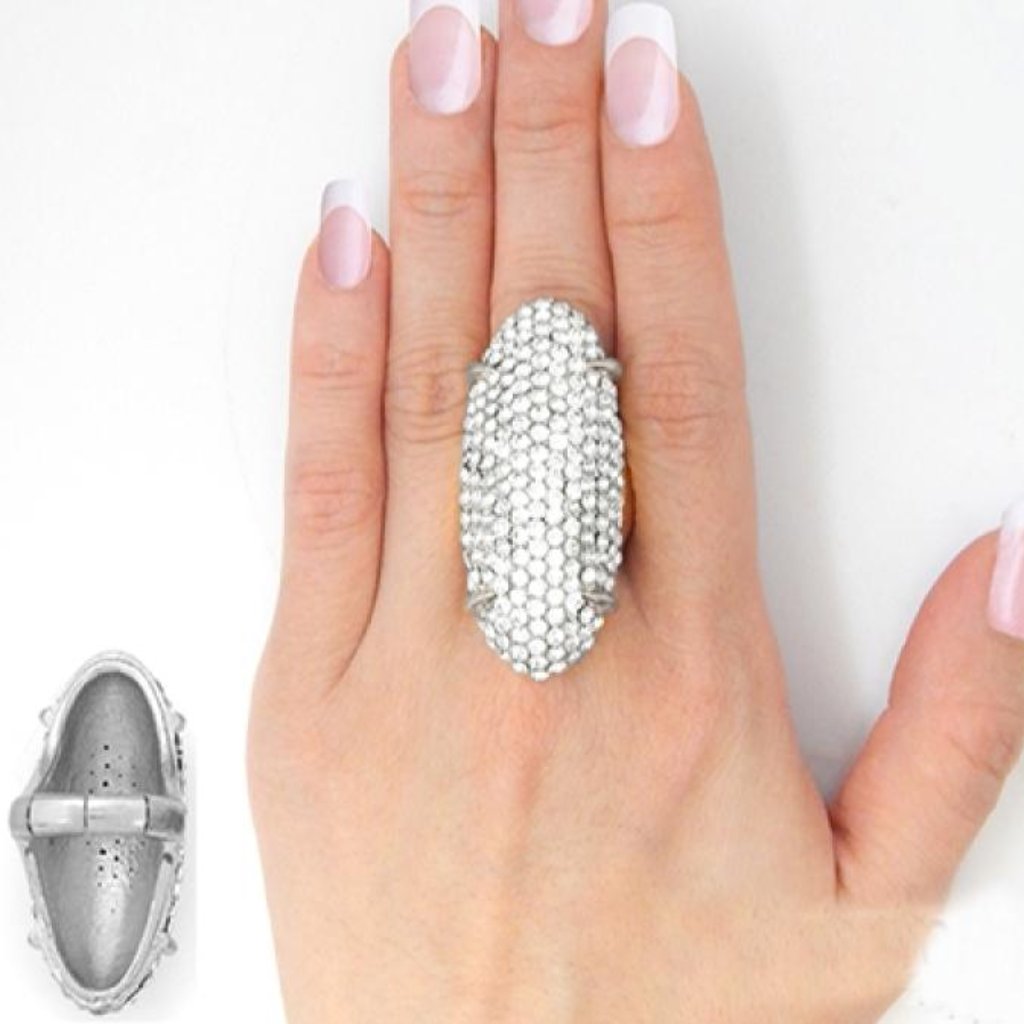 Oval Shape Rinestone Ring_silver